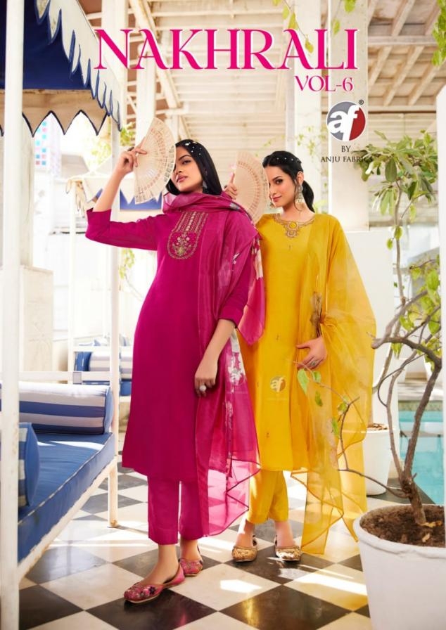 anju fab nakhrali vol 6 series 4131 to 4136 modal silk readymade exclusive big size suit in wholesale surat
