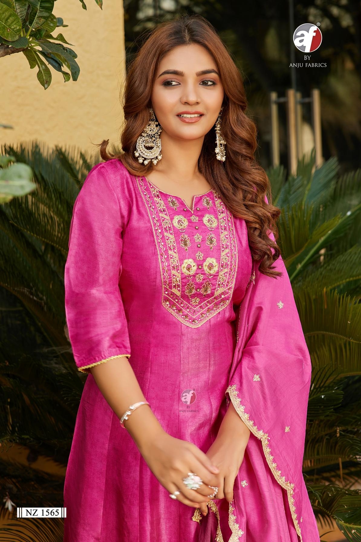 anju fab presents nz 1565 dola silk trendy readymade combo suit in wholesale surat