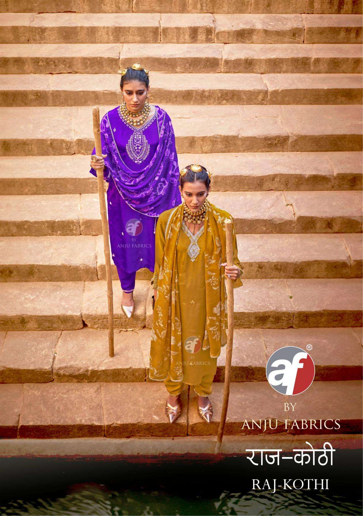 anju fab raj kothi series 4171 to 4176 natural crepe readymade fashionable suit in wholesale surat
