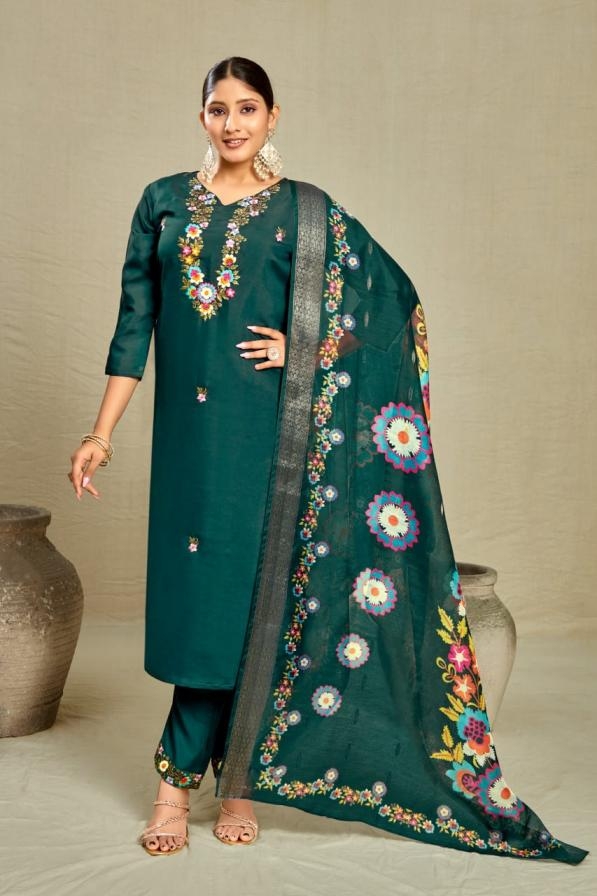 artriddh roman silks readymade classic look combo set salwar kameez in wholesale surat