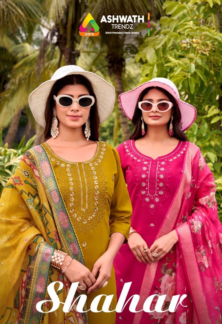 ashwath trendz shahar series 1001 to 1006 roman silk gorgeous look readymade suit in wholesale surat