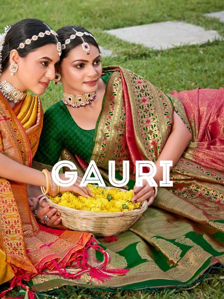 astita gauri series 1002 to 1006 banarasi silk occasion wear saree in wholesale surat