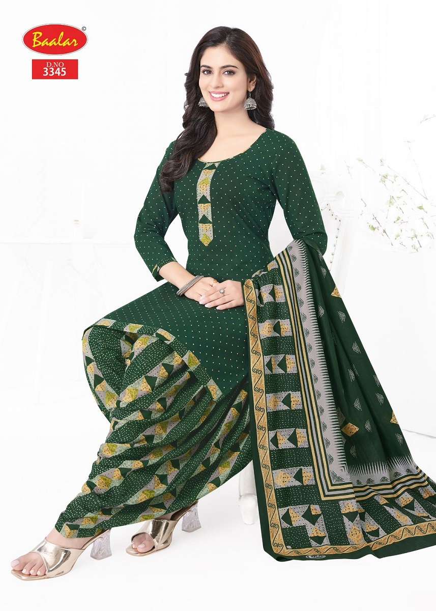 Baalar Zaara Patiyala Vol-33 series 3331 to 3351 Pure Cotton Printed salwar kameez in wholesale surat