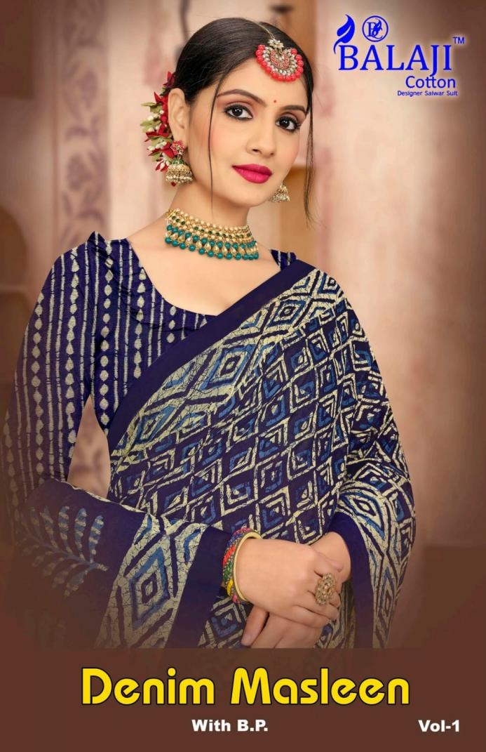 balaji cotton denim masleen vol 1 series 101 to 110 amazing cotton sarees in wholesale surat