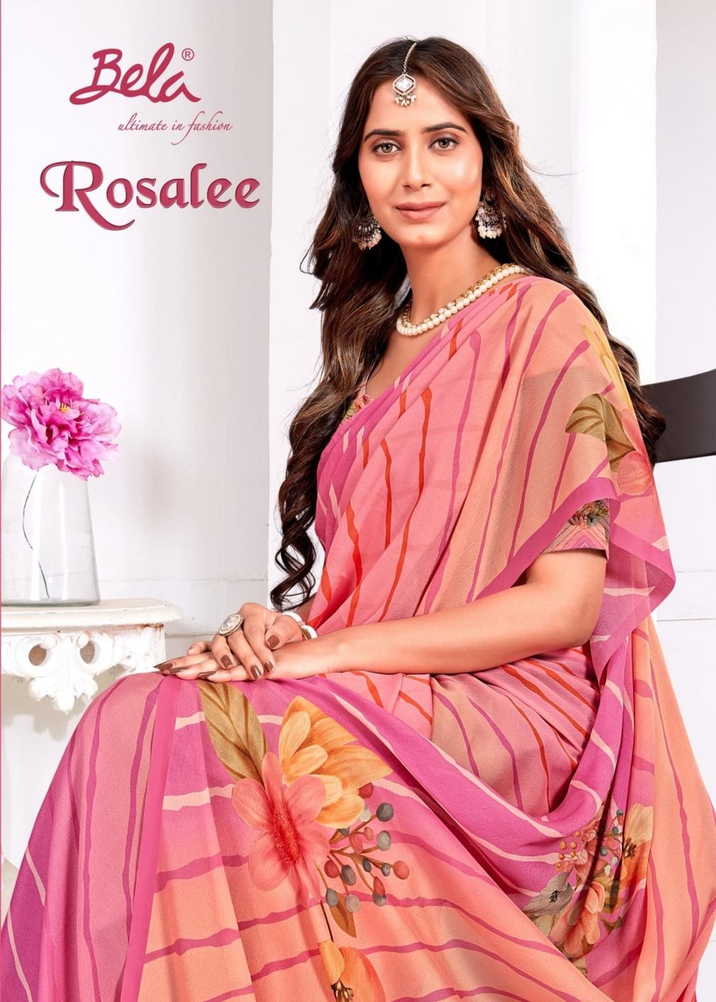 bela fashion rosalee series 27369 to 27380 georgette colour addition sarees in wholesale surat