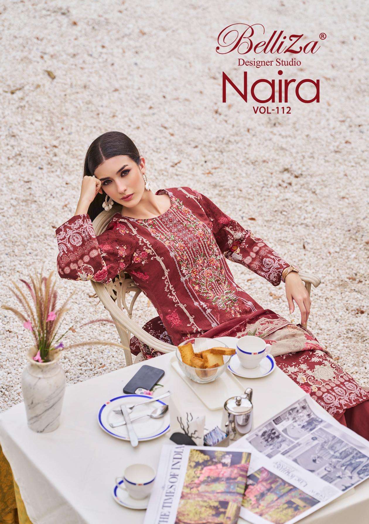 belliza designer naira vol 112 series 868001 to 868008 digital print readymade cotton ladies suit in wholesale surat