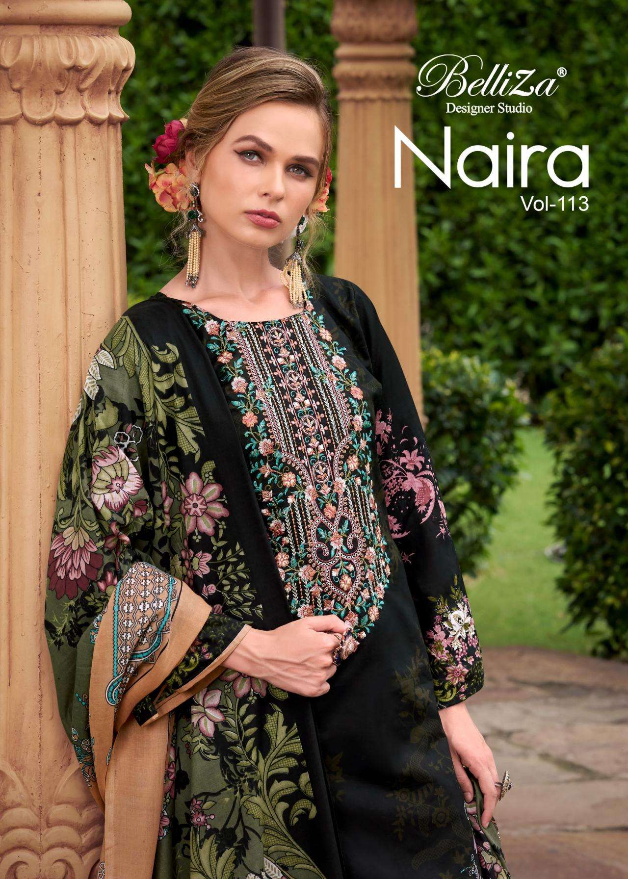 belliza designer naira vol 113 series 872001 to 872008 cotton readymade big size pakistani suits in wholesale surat
