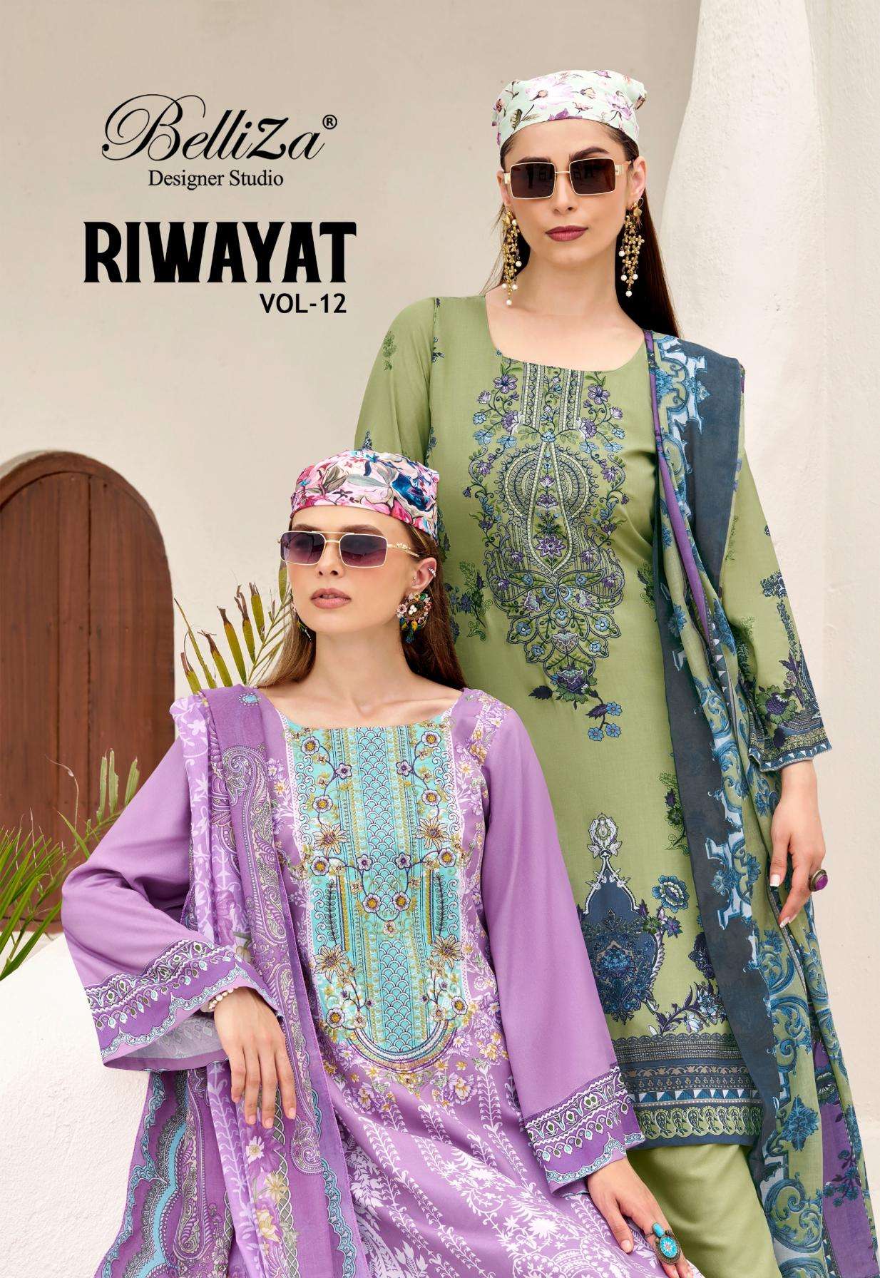 belliza designer riwayat vol 12 series 867001 to 867008 viscose rayon casual pakistani salwar kameez in surat