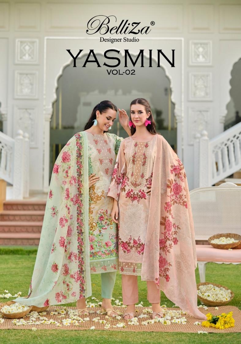 belliza designer yasmin vol 2 series 869001 to 869008 cotton readymade big size pakistani suits in wholesale surat
