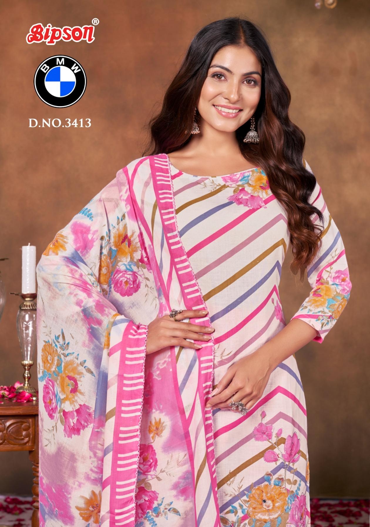 bipson prints bmw 3413 A to D cotton regular wear salwar kameez in wholesale surat