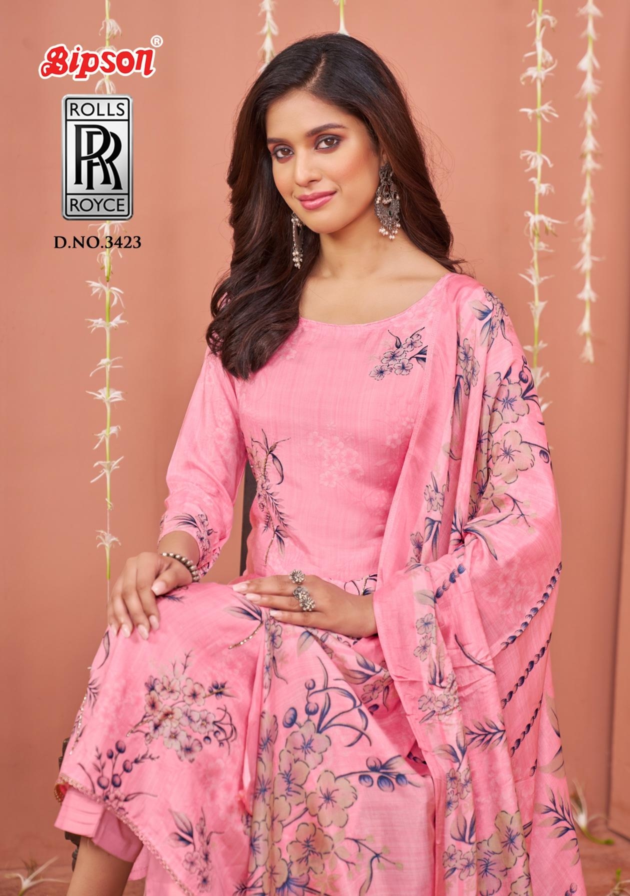 bipson prints rolls royce 3423 amazing viscose muslin suit in wholesale surat