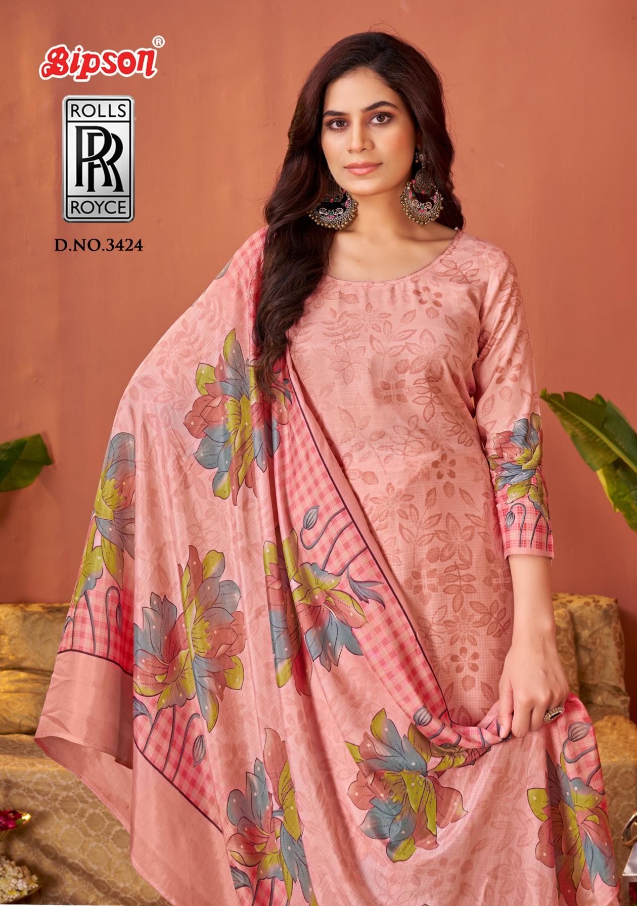 bipson prints rolls royce 3424 pretty look viscose muslin salwar kameez in wholesale surat