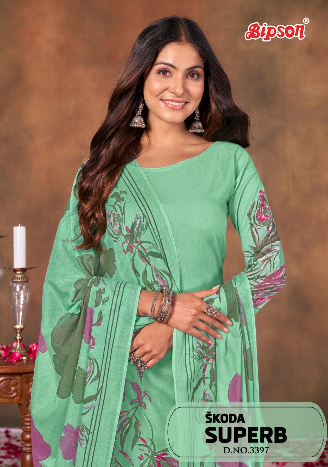 bipson prints skoda superb 3397 cotton hit design salwar kameez in wholesale surat