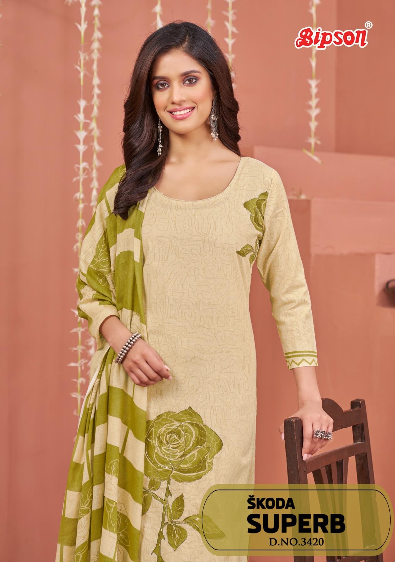 bipson prints skoda superb 3420 cotton fancy salwar kameez in wholesale surat