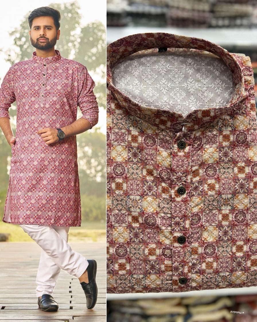blue hills schiffli vol 5 rayon chikan work readymade stylish mens kurta with pajama in wholesale surat