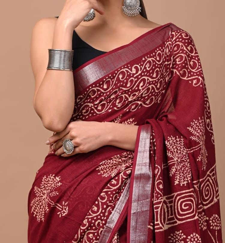 BT-12 Sanskruti Linen saree with beautiful Digital Printed pallu