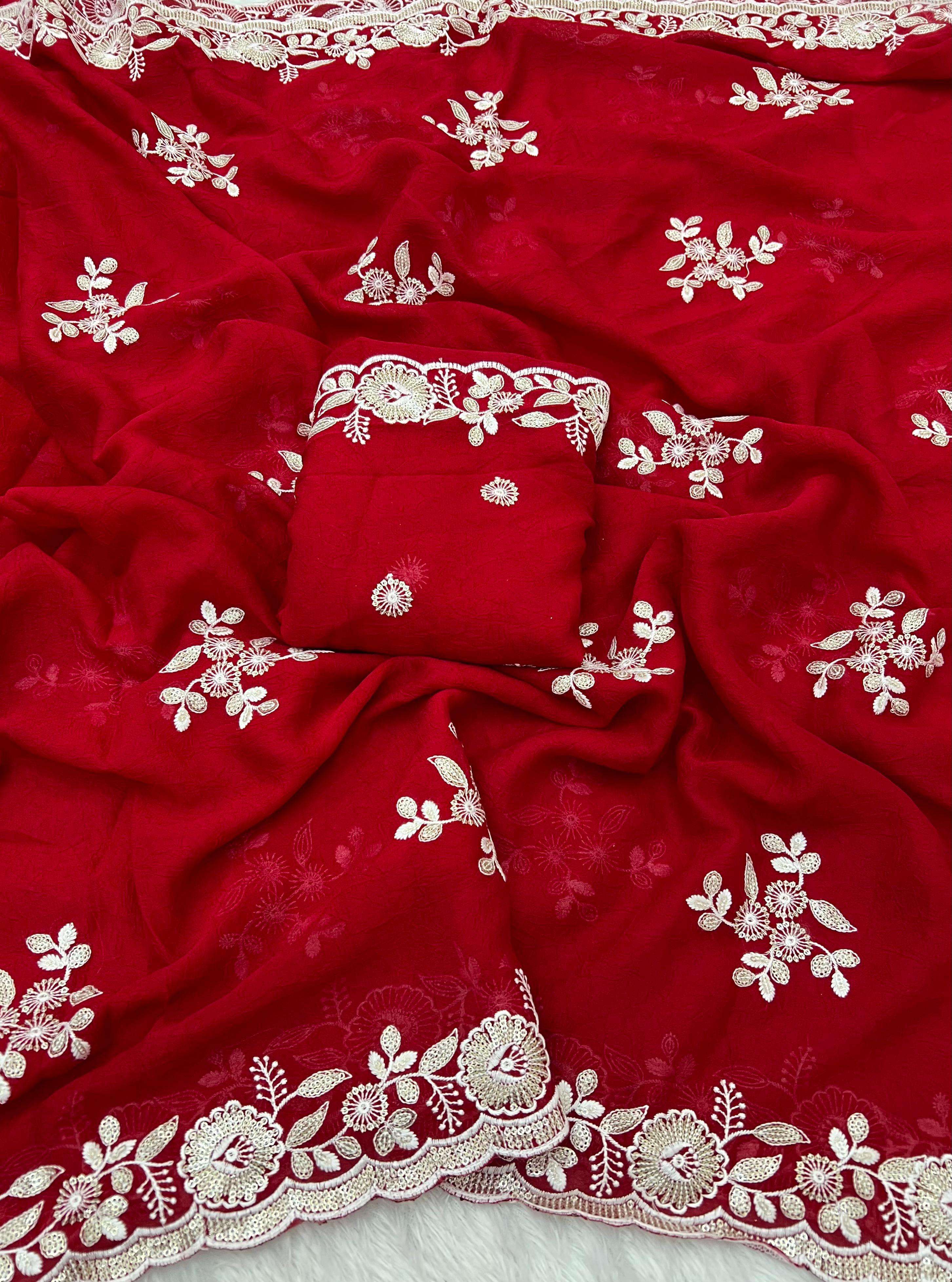 bt 53 aasha Crush Silk With Fancy Sequince Embroderiy Work saree in wholesale surat