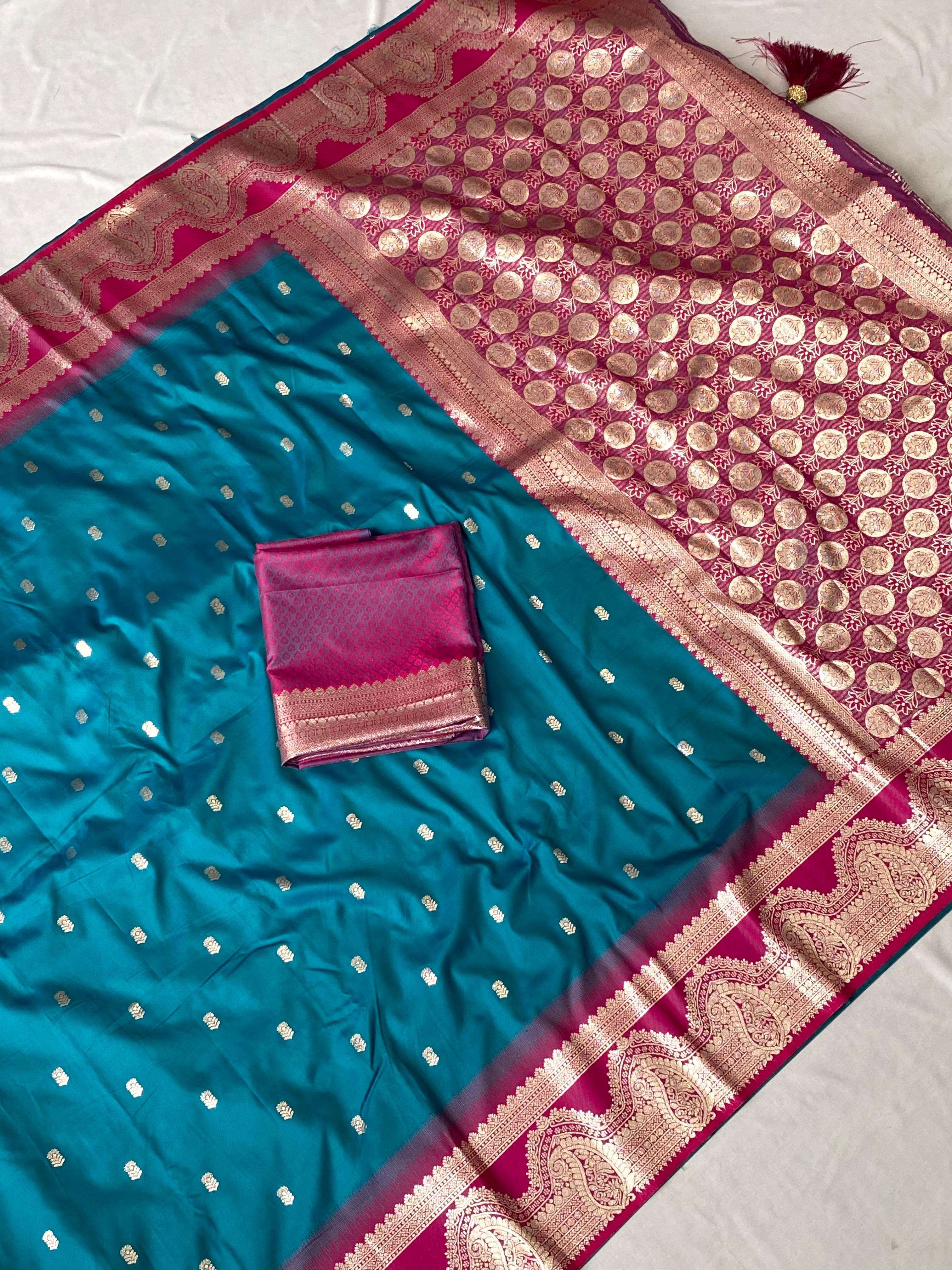 BT-53 Soft silk  sarees with beautiful benarasi weaving design