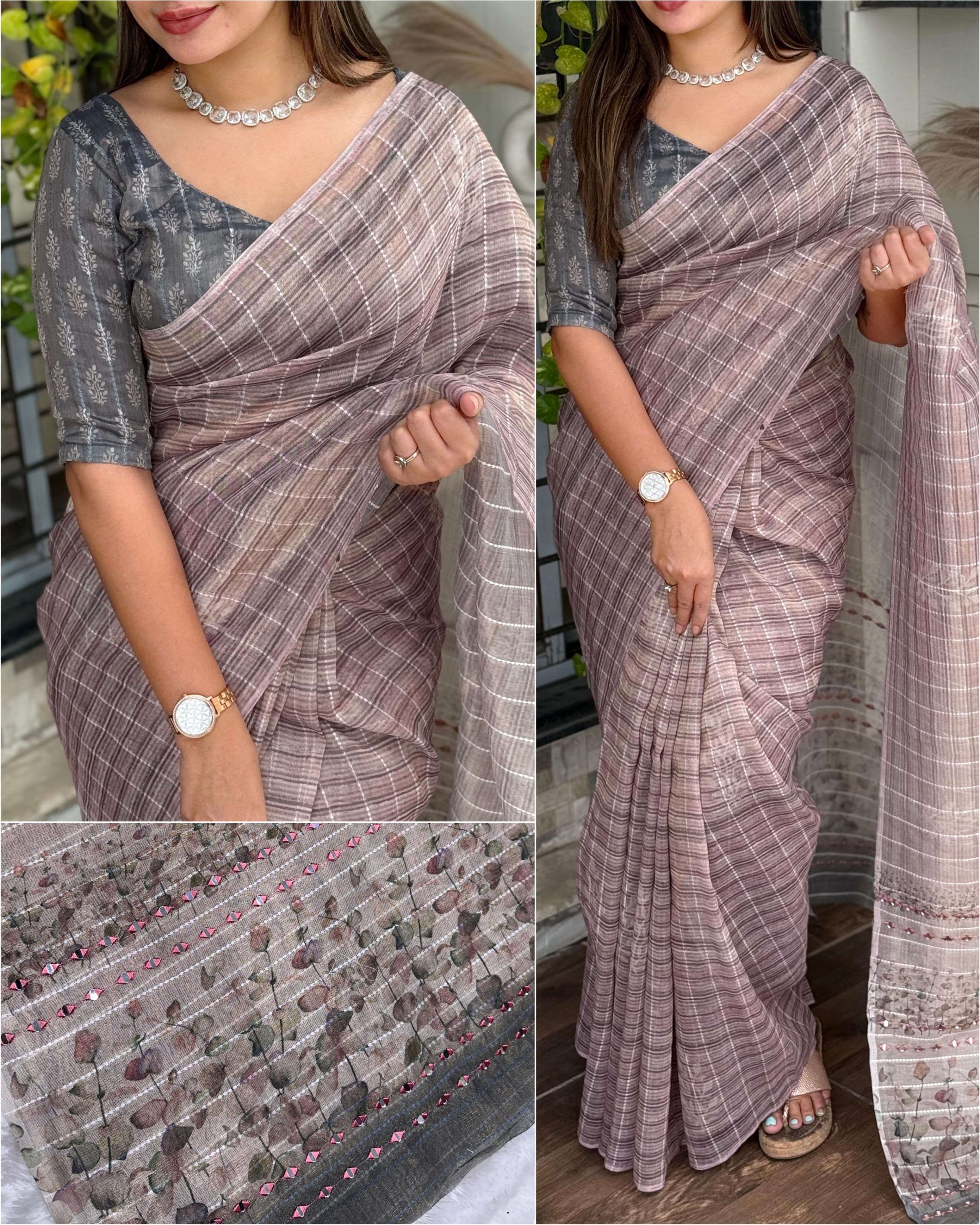 BT-56 Aarohi Taspa silk printed tissue wholesale saree