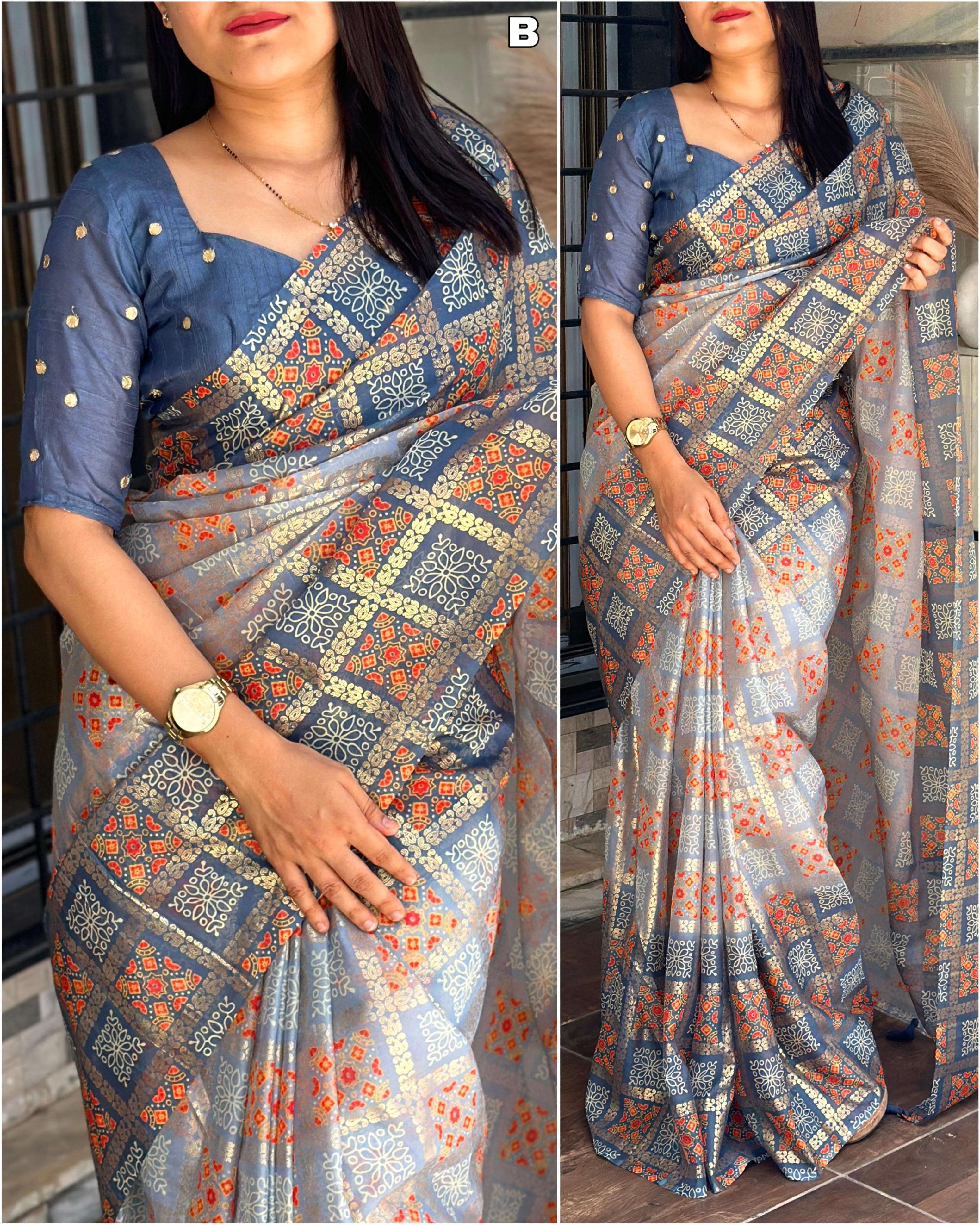 BT-56 Ruchika Glass Satin beauty with vibrant dusty colors wholesale saree