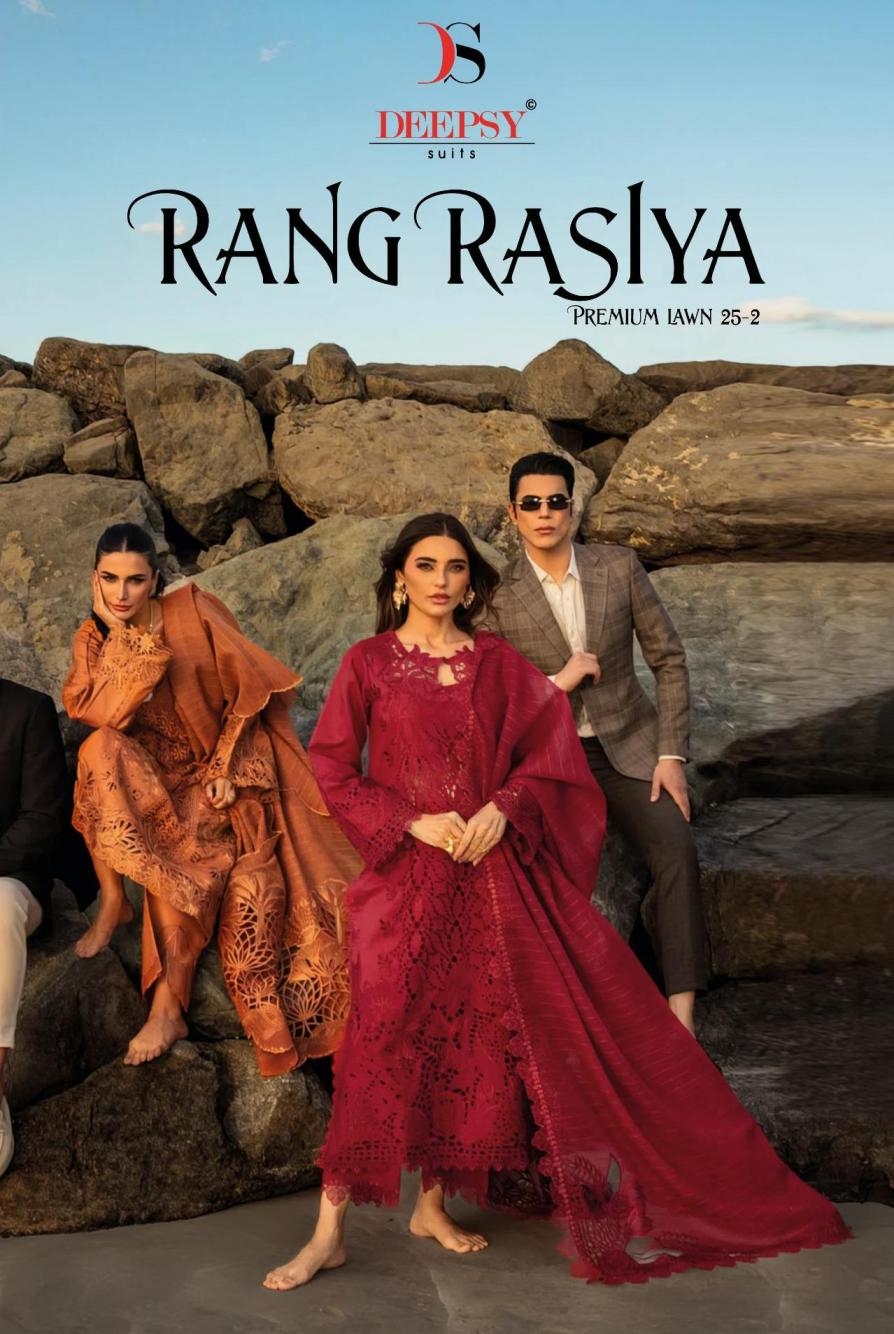 deepsy rang rasiya premium lawn 25 vol 2 series 1241 to 1244 cotton pakistani salwar kameez in wholesale surat