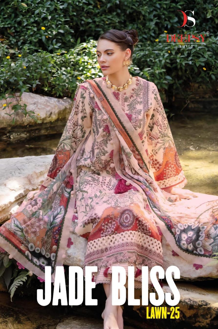deepsy suits jade bliss lawn 25 series 1231 to 1236 cotton stylish pakistani salwar kameez in wholesale surat