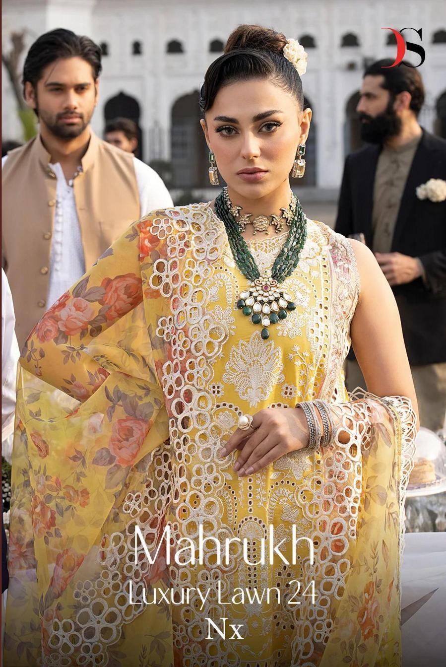 deepsy suits mahrukh luxury lawn 24 nx series 7001 to 7006 cotton unique pakistani suit in wholesale surat