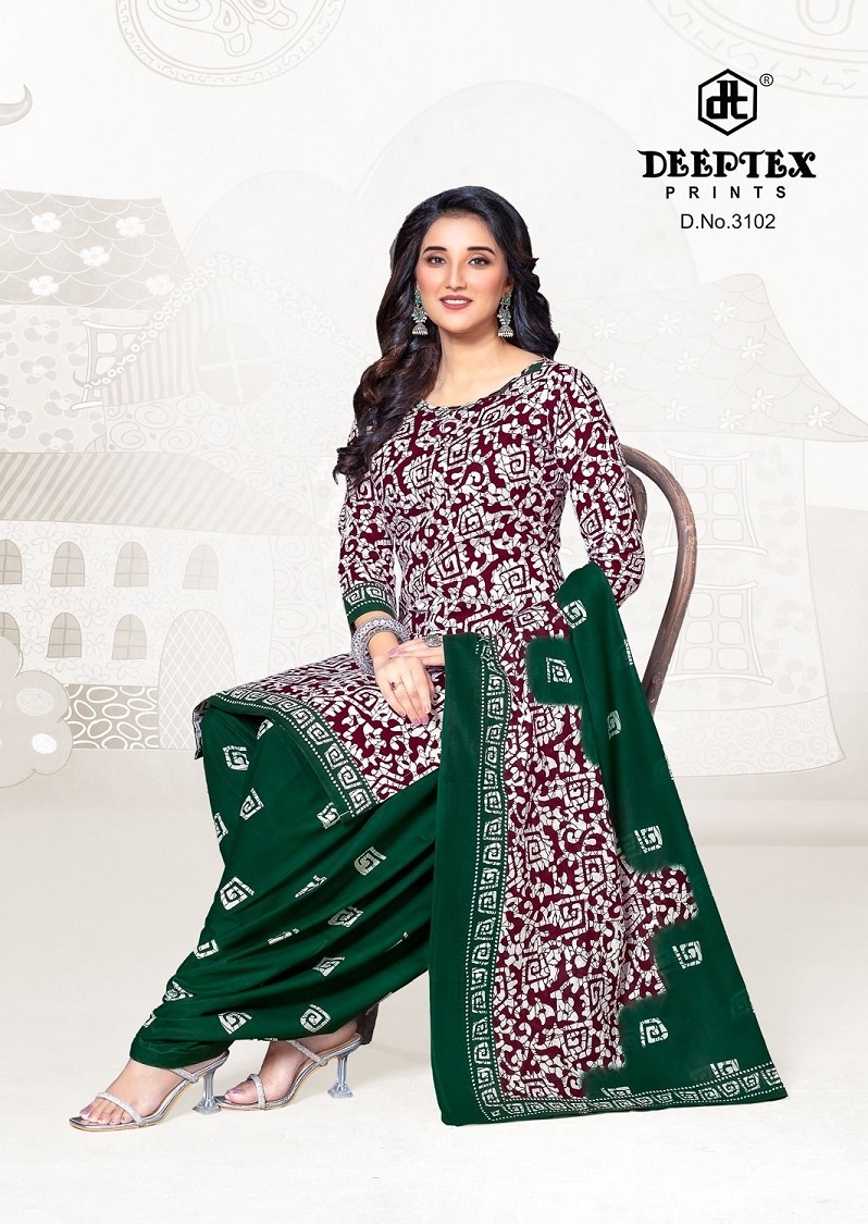 Deeptex Batik plus Vol-31 series 3101 to 3110 Pure Cotton Printed salwar kameez in wholesale surat