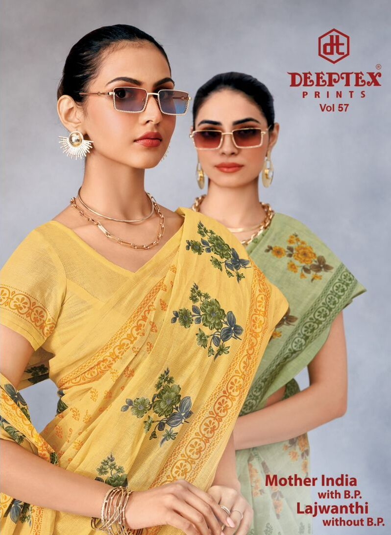 Deeptex Mother India Vol-57 series 5701 to 5730 Pure Cotton Printed Cotton Saree in wholesale surat