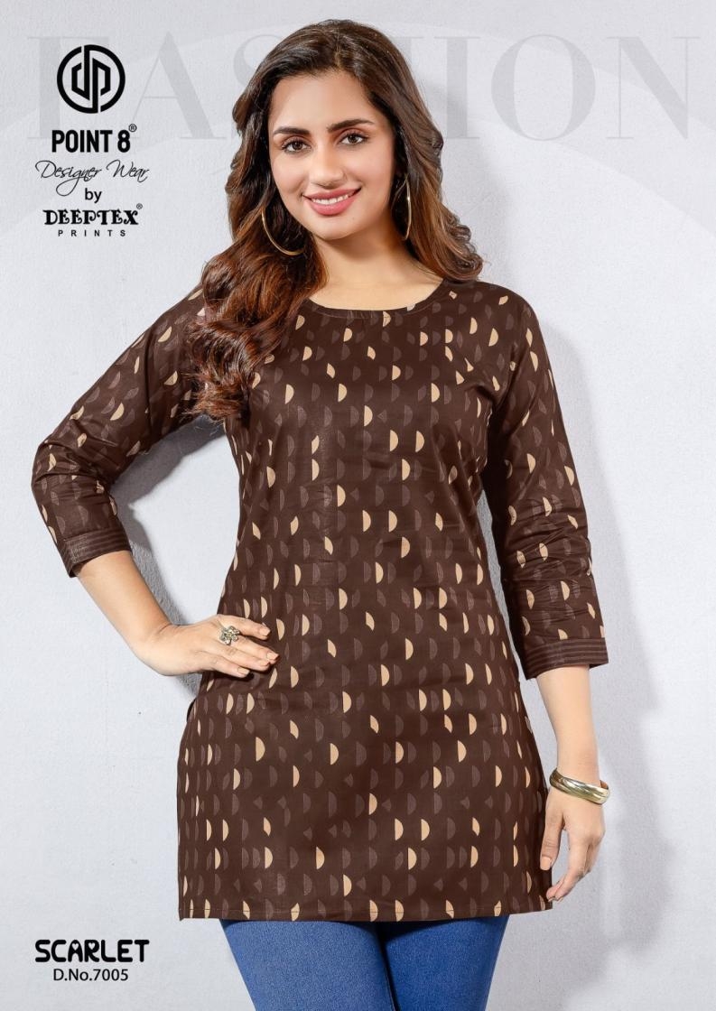 deeptex prints scarlet vol 7 series 7001 to 7010 cotton readymade fancy western short tops in wholesale surat