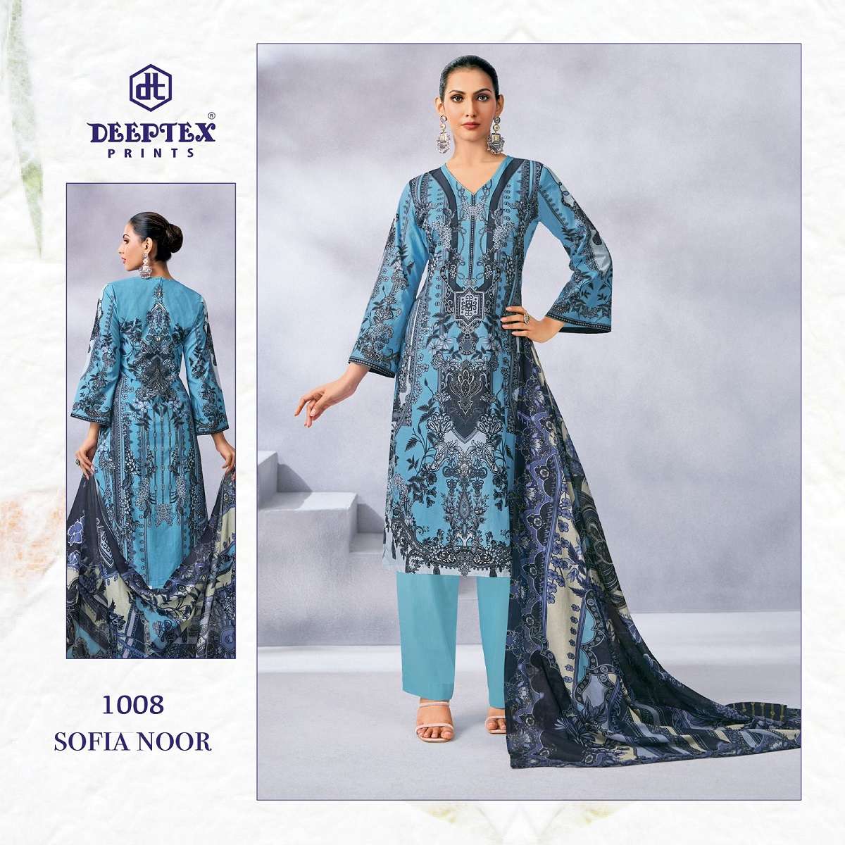 Deeptex Sofiya Noor series 1001 to 1008 Heavy Lawn Cotton Digital Printed salwar kameez in wholesale surat