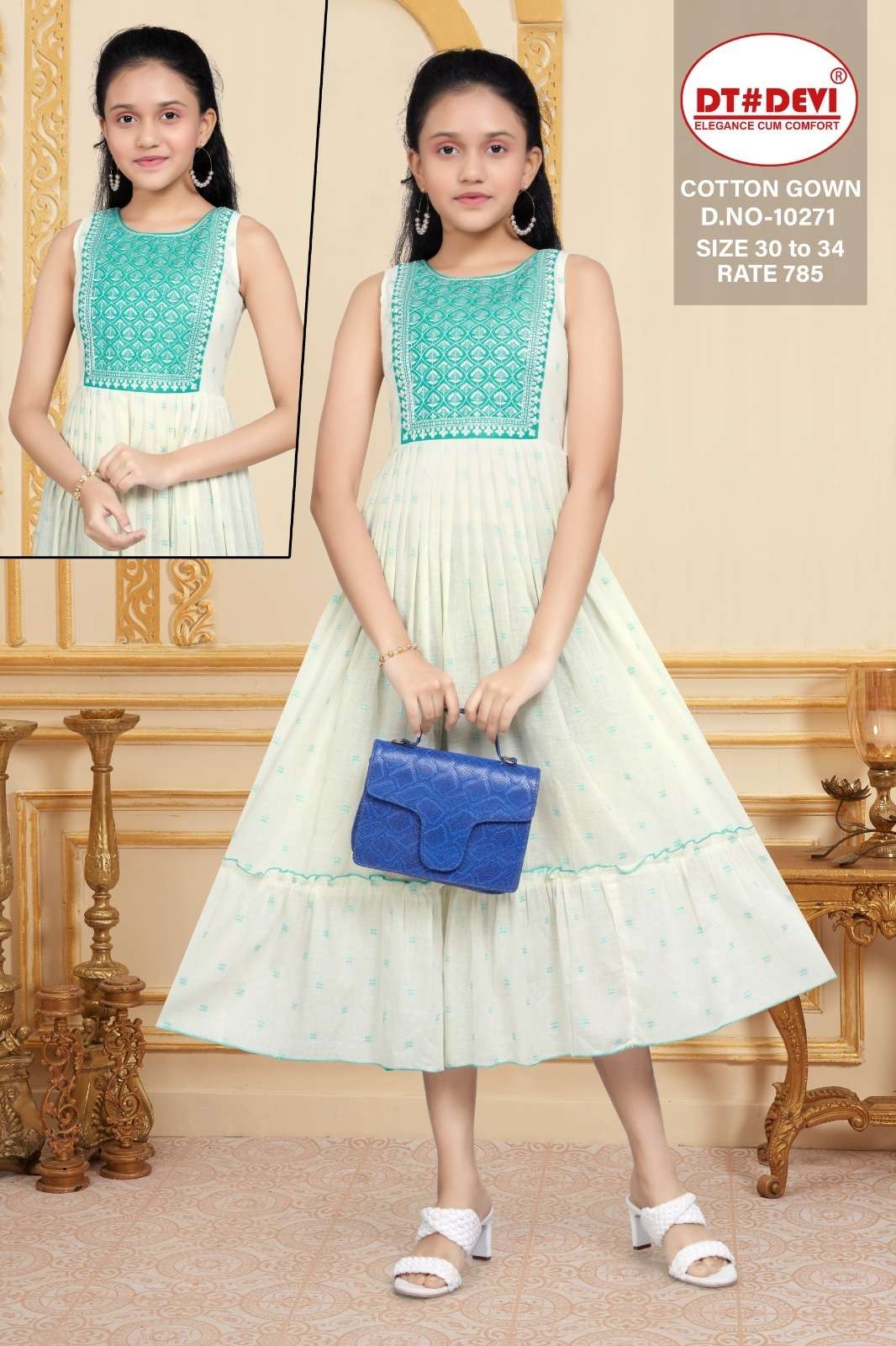 dt devi cotton gown 10271 readymade combo set kids gowns in wholesale surat