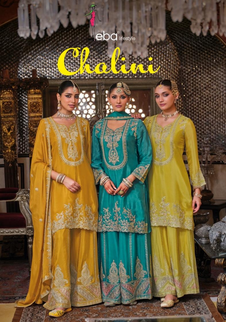 eba lifestyle chalini series 1948 to 1950 chinon readymade fashionable plazzo style suit in wholesale surat