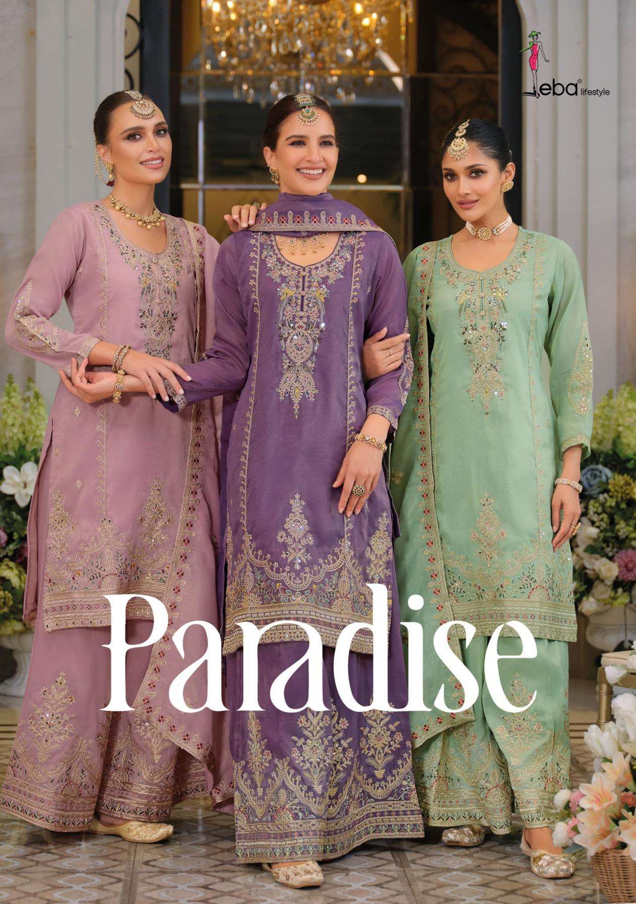 eba lifestyle paradise series 1911 to 1913 simar readymade exclusive plazzo style suit in wholesale surat