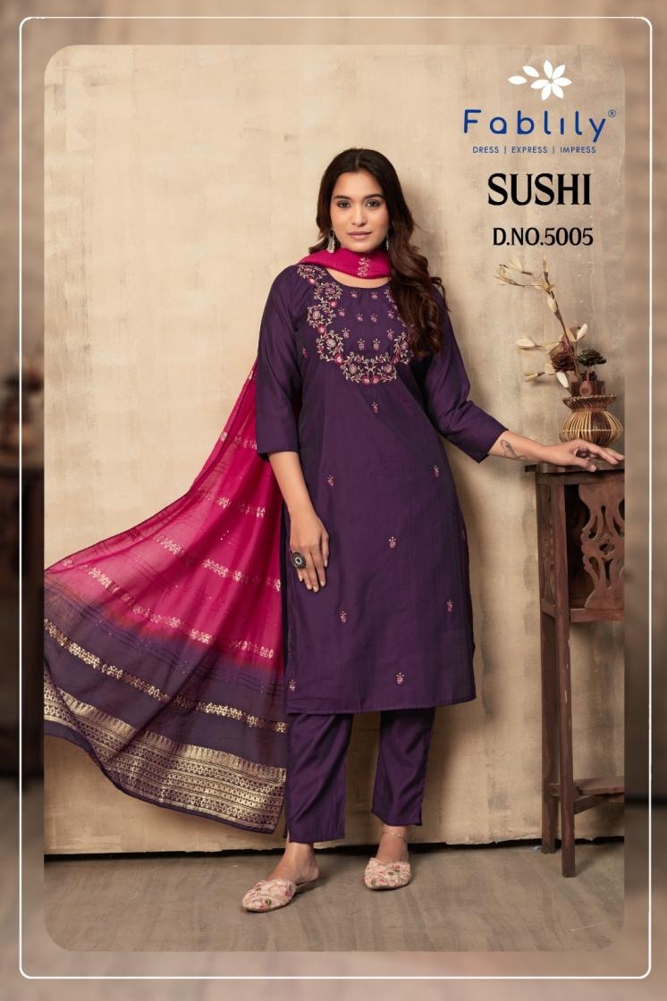 fablily sushi series 5001 to 5005 vetican gold readymade combo set suit in wholesale surat