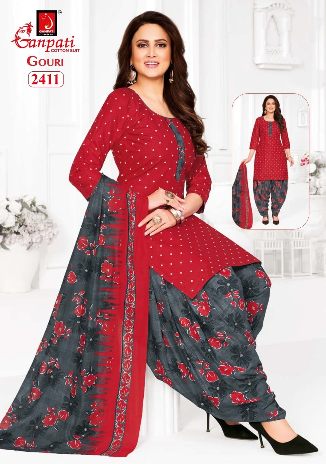 Ganpati Gouri Vol-10 series 2401 to 2415 Pure Cotton Printed Readymade Patiyala suit in wholesale surat