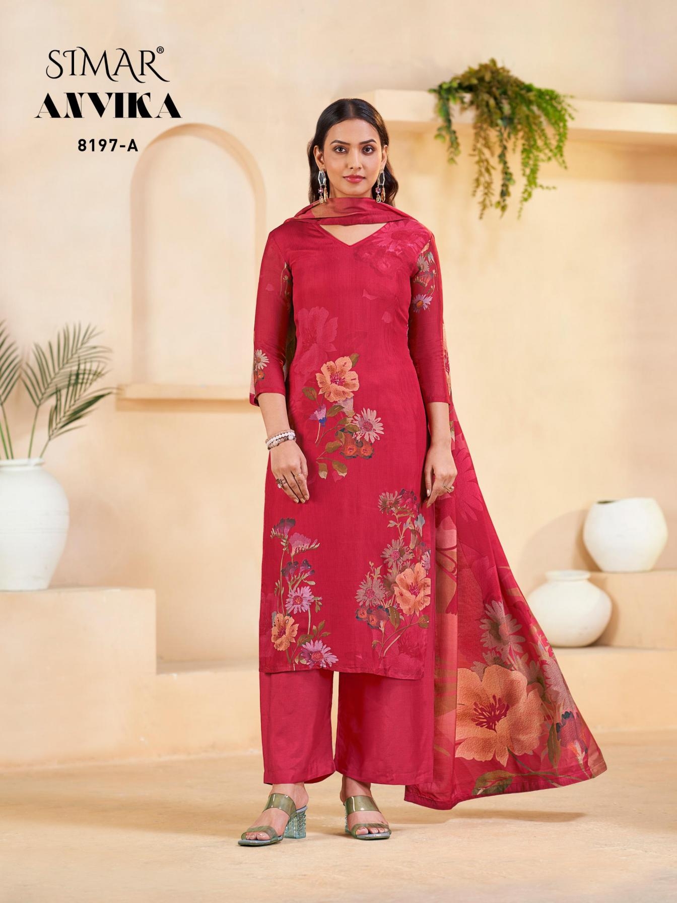 glossy anvika series 8197 A to D simar viscose linning pretty salwar kameez in wholesale surat