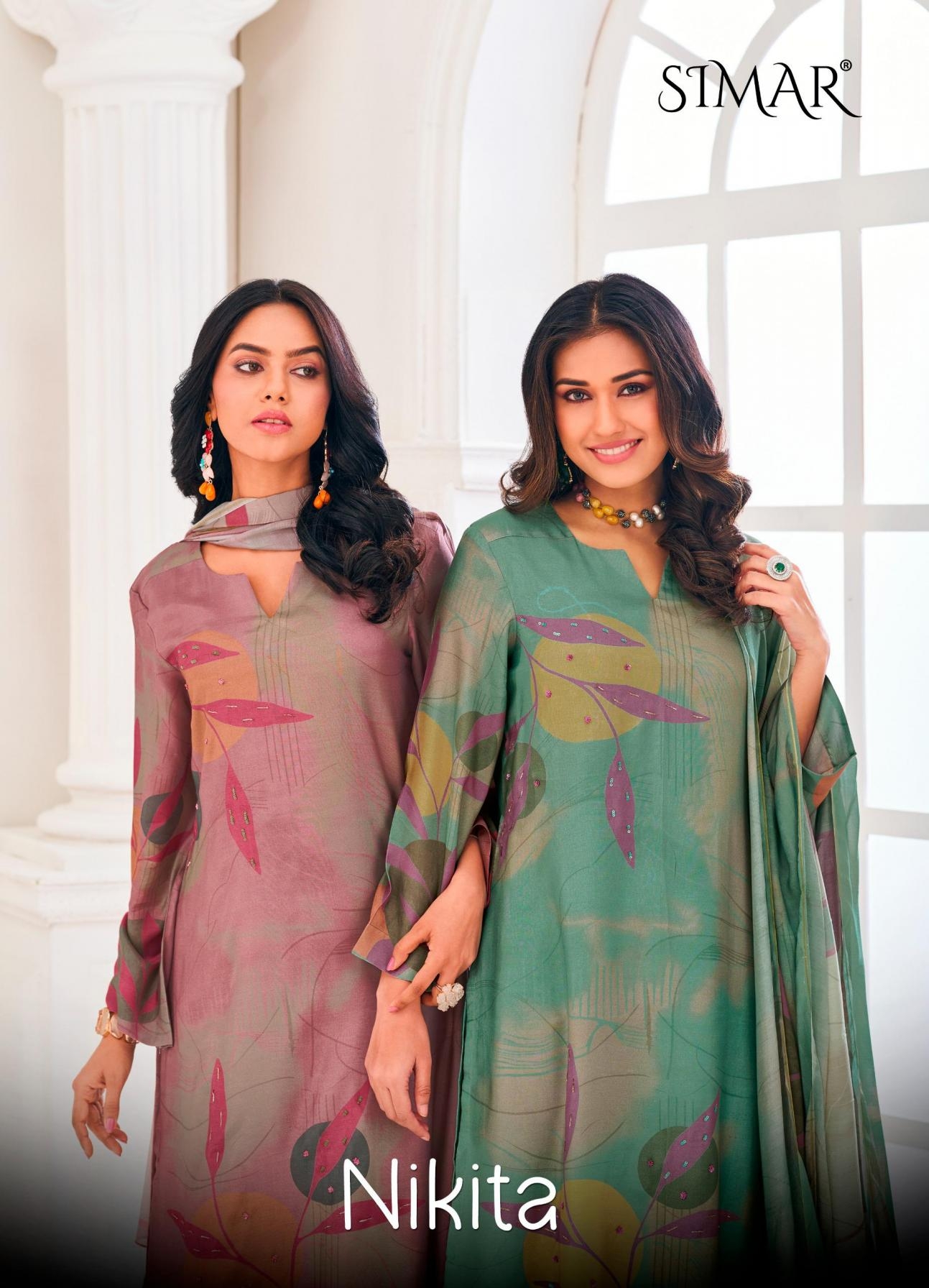 glossy simar nikita 9079 A to D viscose muslin pretty look salwar kameez in wholesale surat