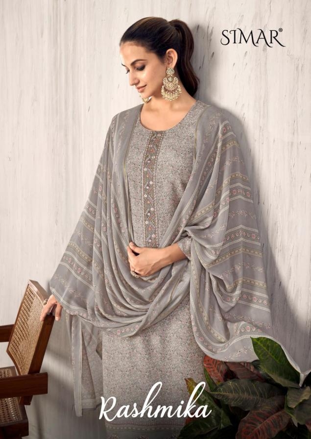glossy simar rashmika 9070 A to D gorgeous look viscose muslin salwar kameez in wholesale surat
