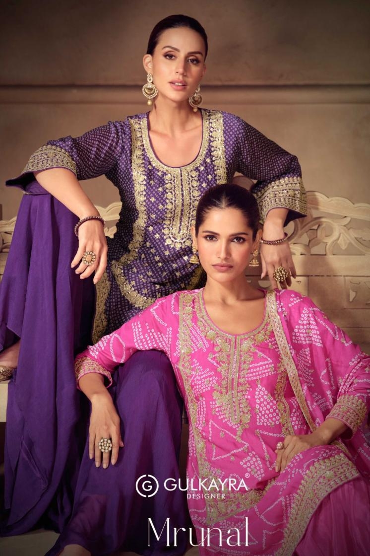 gulkayra designer mrunal 7571 to 7573 chinon readymade exclusive plazzo suit in wholesale surat