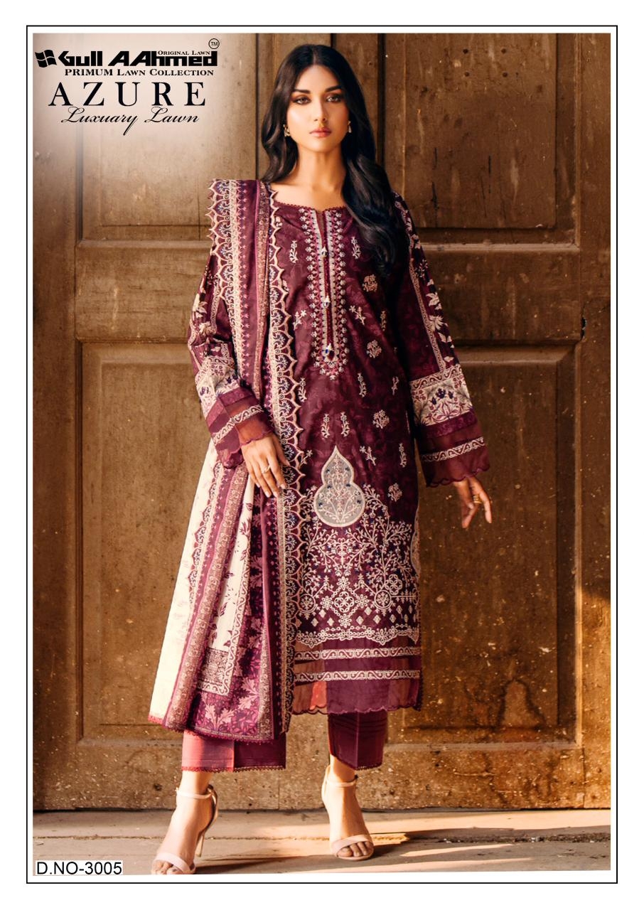 Gullahmed Azure vol-3 series 3001 to 3006 Hevay Lawn Cotton Printed Karachi style salwar kameez in wholesale surat