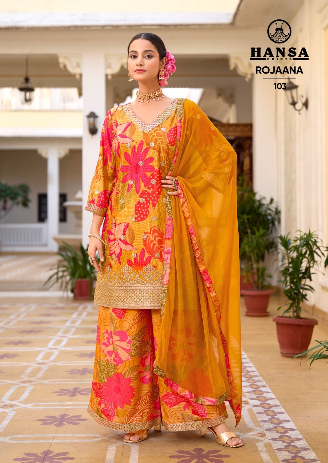 HANSA rojaana chinon digital print wholesale suit 
