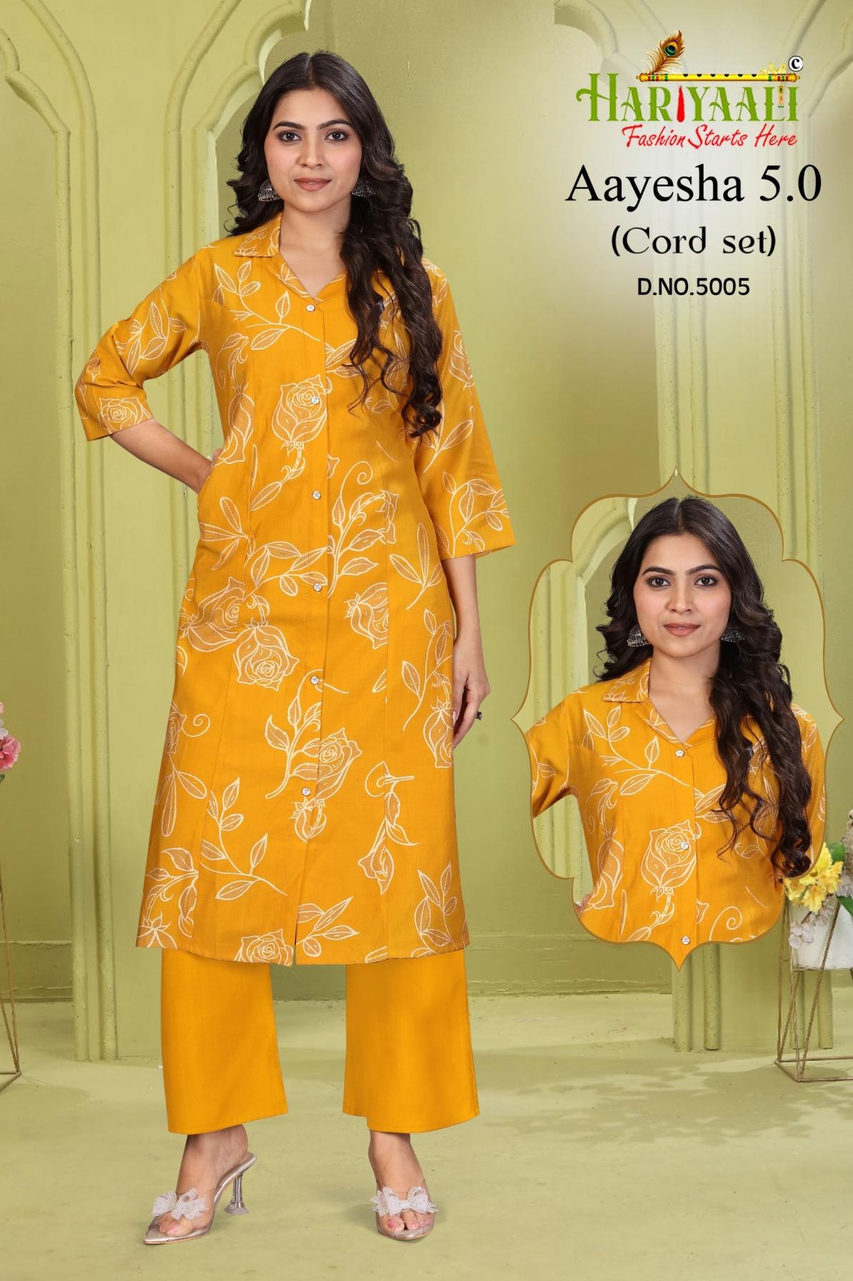 hariyaali aayesha vol 5 series 5001 to 5024 vertican silk readymade elegance combo set kurti with pant in wholesale surat