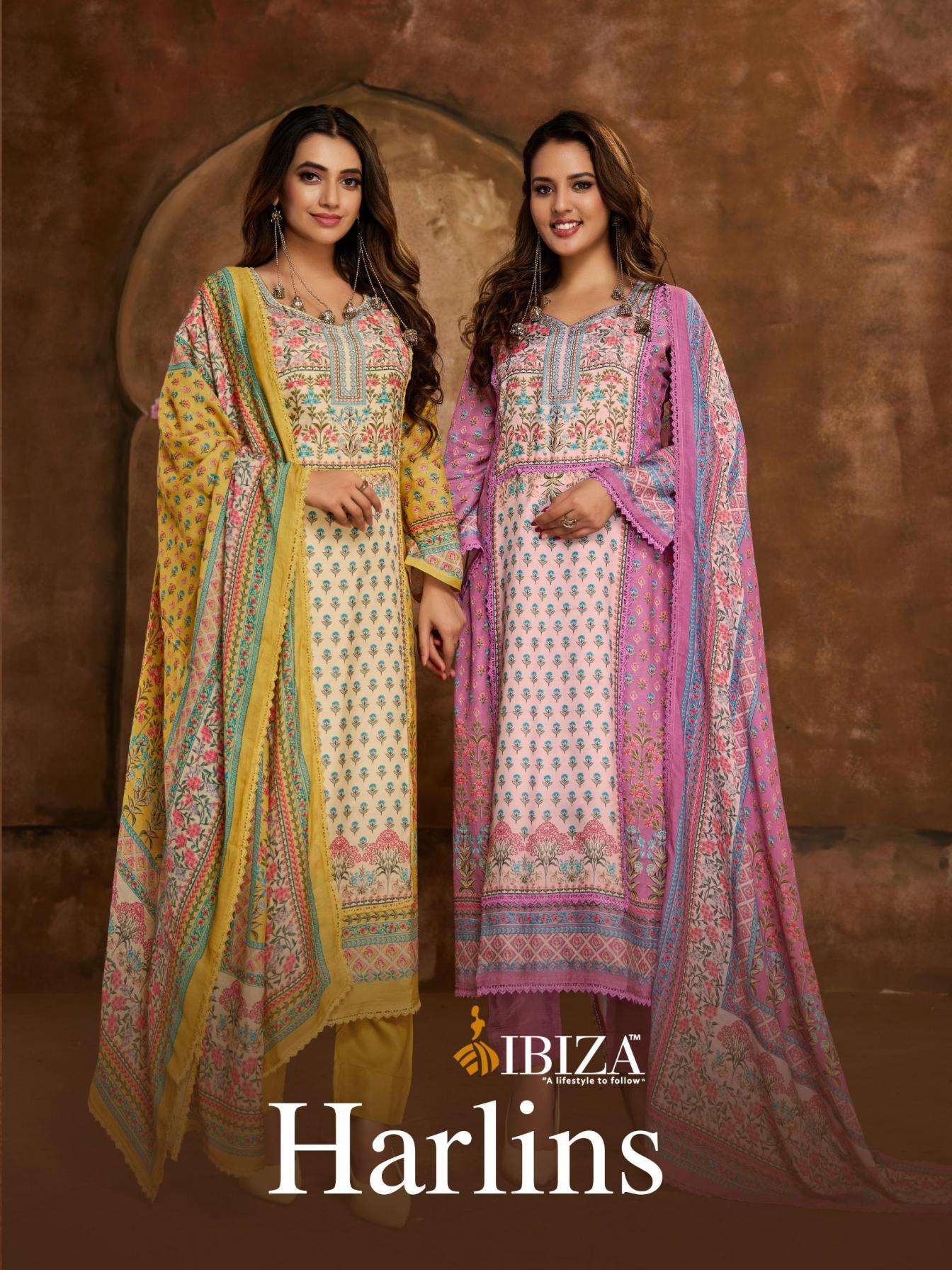 ibiza harlins series 15988 to 15991 bemberg muslin regular wear salwar kameez in wholesale surat