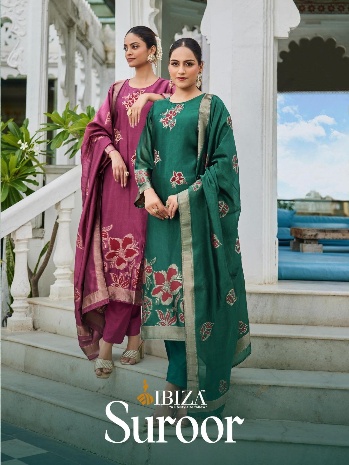  ibiza suroor series 16042 to 16045 banglory silk jacquard amazing salwar kameez in wholesale surat