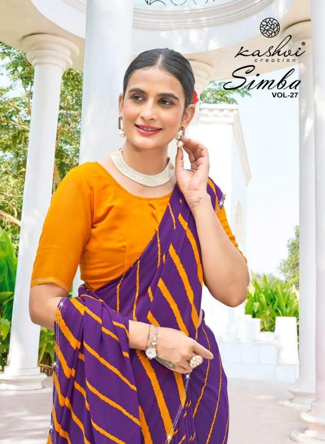 kashvi creation simba vol 27 series 2701 to 2708 georgette lahariya printed sarees in wholesale surat