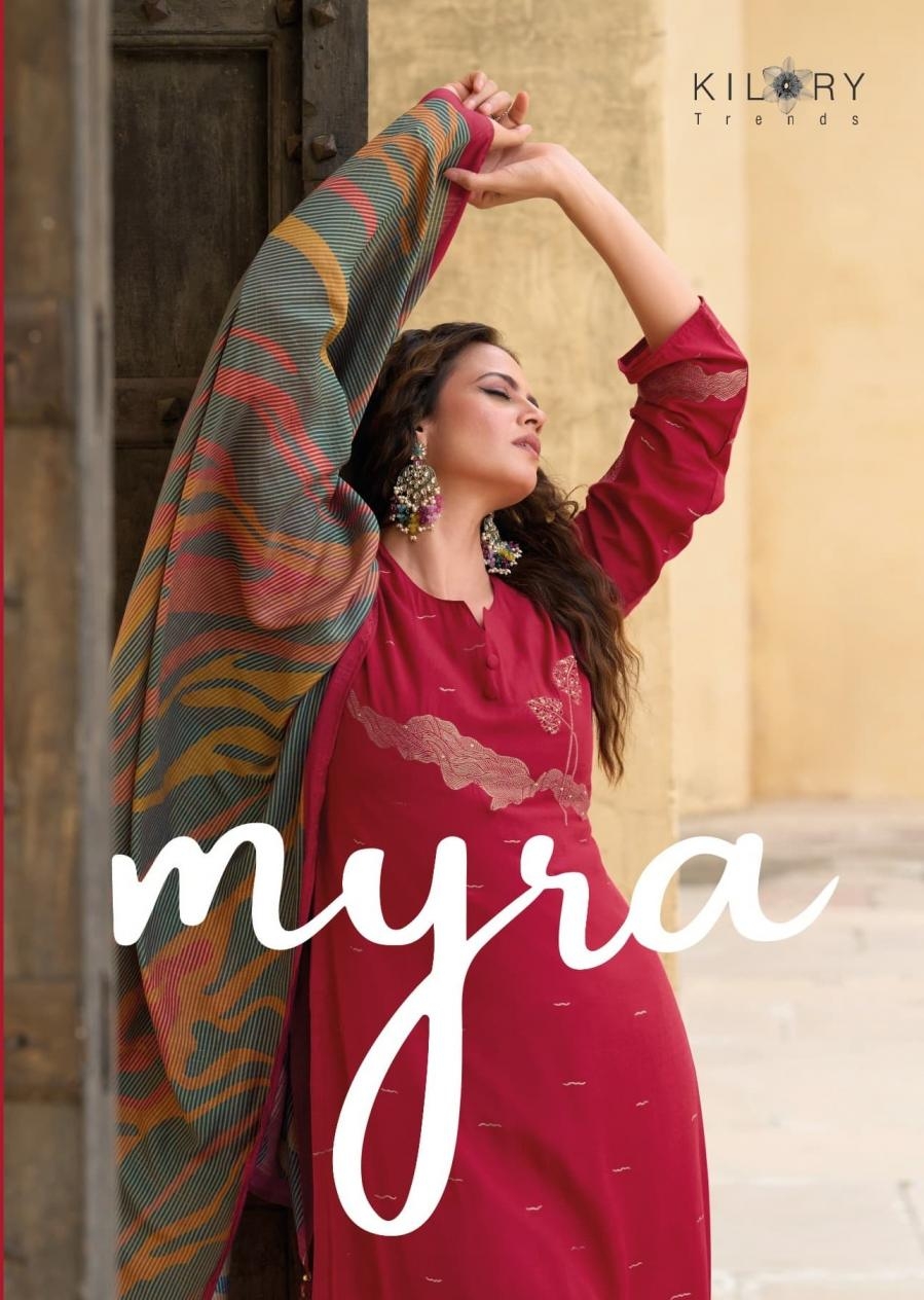 kilory trends myra series 1721 to 1724 amazing muslin silk ladies suits in wholesale surat