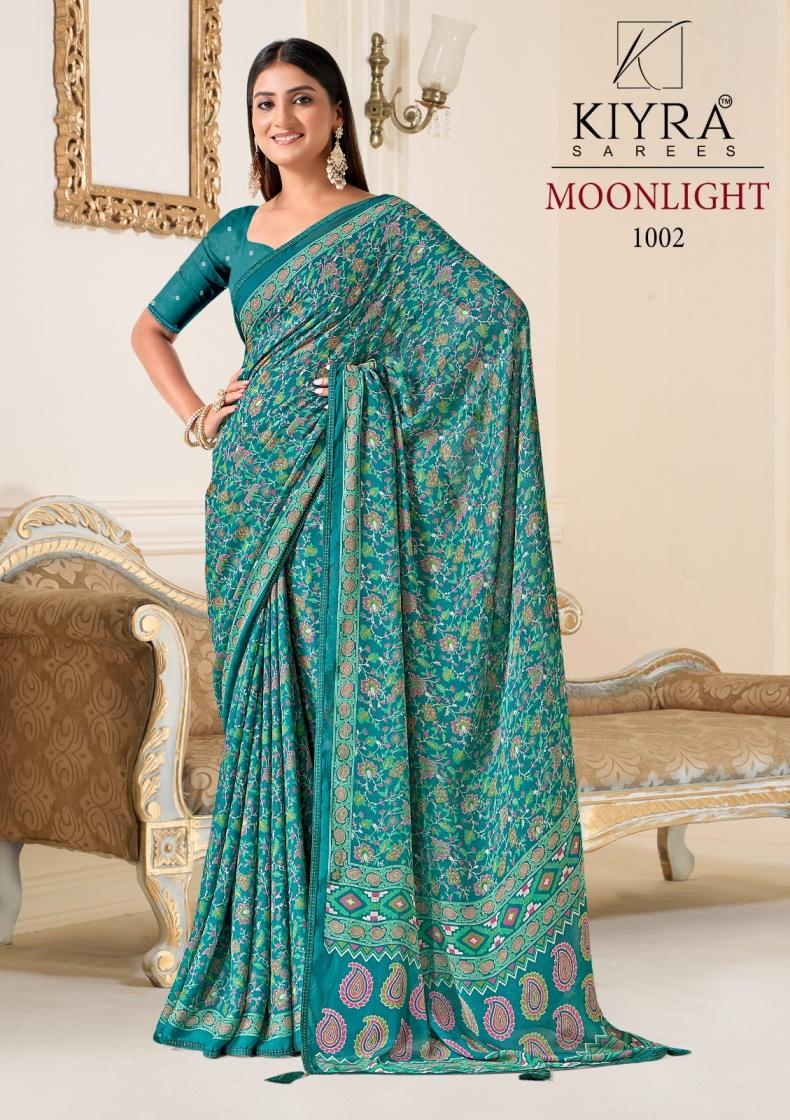 kiyra moonlight series 1001 to 1005 popular design dull moss silk saree in wholesale surat
