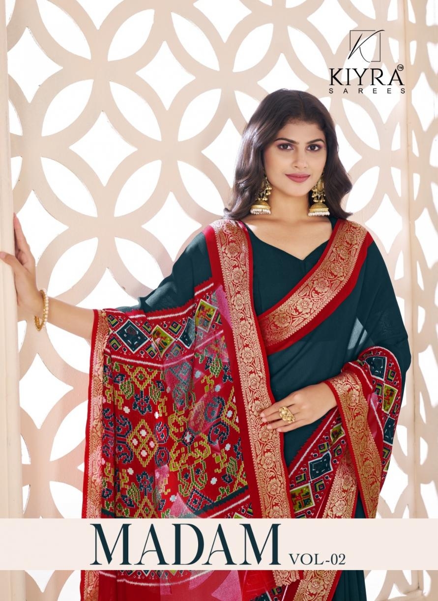 kiyra presents madam vol 2 series 1001 to 1006 dull moss silk sarees in wholesale surat
