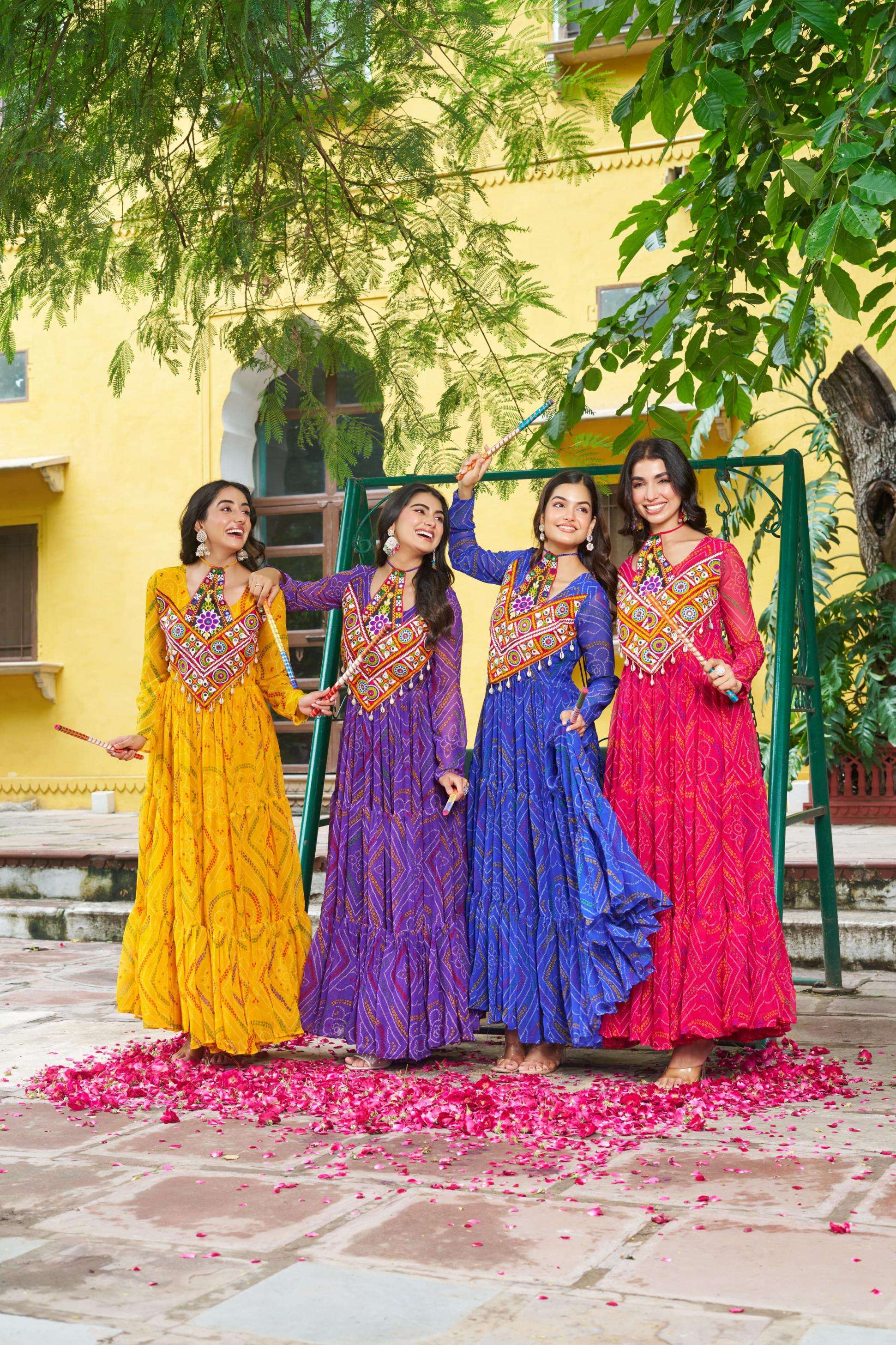 kpr clothing a 1194 navratri bandhani print readymade unique gowns in wholesale surat
